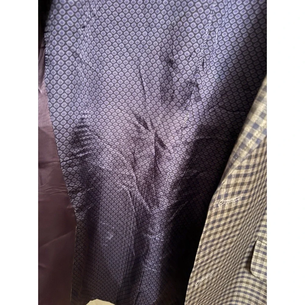 Ted Baker London Endurance Jacket Blazer Wool Laine‎ Grey purple Plaid 42R H14